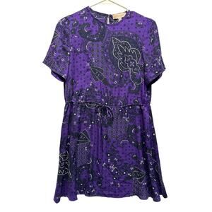 NWT Philosophy Purple Paisley Geo Dress Tunic S Drawstring‎ Waist